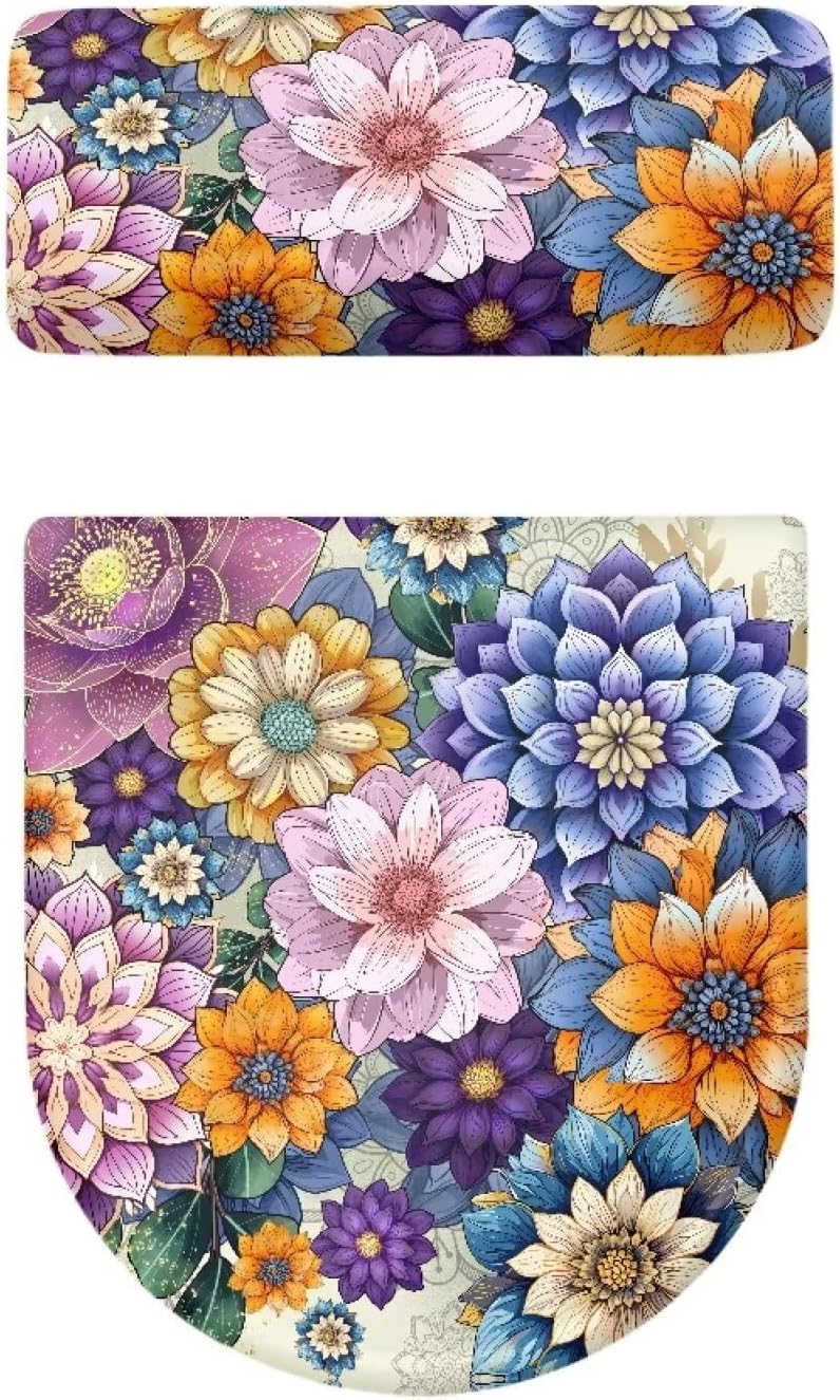 Flashideas Boho Flower Toilet Cover Seat Toilet Seat Covers for Bathroom Easy to Clean Toilet Lid Cover Bathroom Decoration Accessories Seat Covers Fits Most Lids for Accessories Decor - Image 5